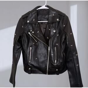 BLANKNYC Faux Leather Jacket- Dragonfly Studs – Black (Women’s XS)
